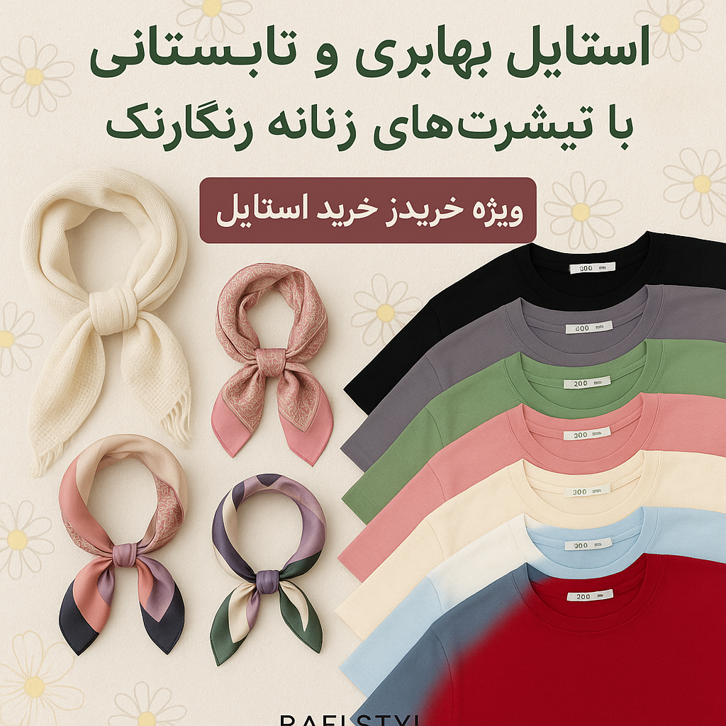 استایل بهاری و تابستانی با تیشرت‌های زنانه رنگارنگ | ویژه خرید از بافی استایل