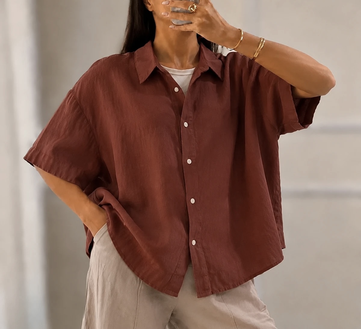 شومیز وارداتی H&M قهوه